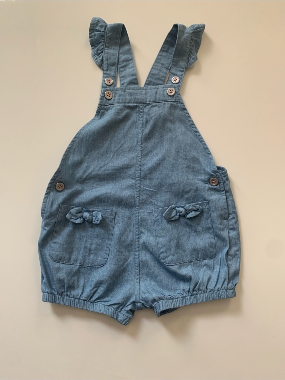 First Impressions Light Blue Denim-Look Girls' Overall Romper 24 months